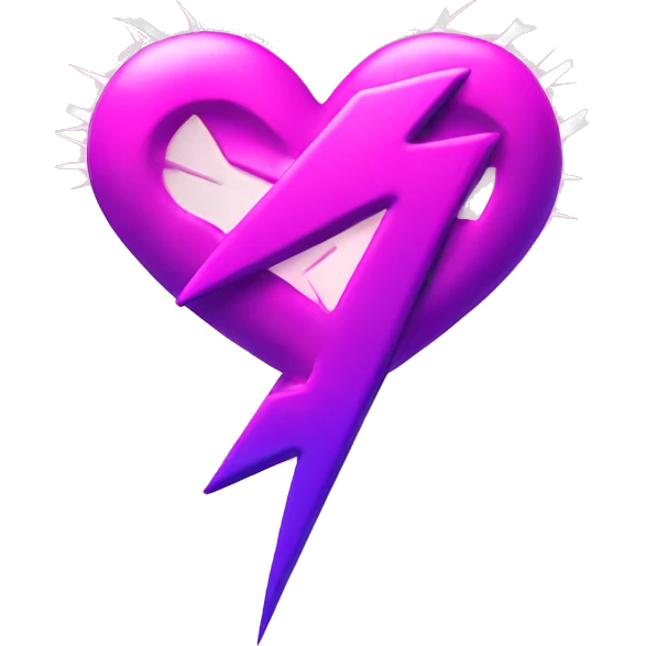 Pink Thunder bolt crossed through a heart emoji