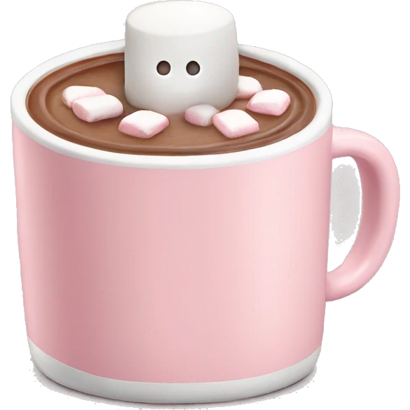 Light Pink mug of hot chocolate with marshmallows  emoji