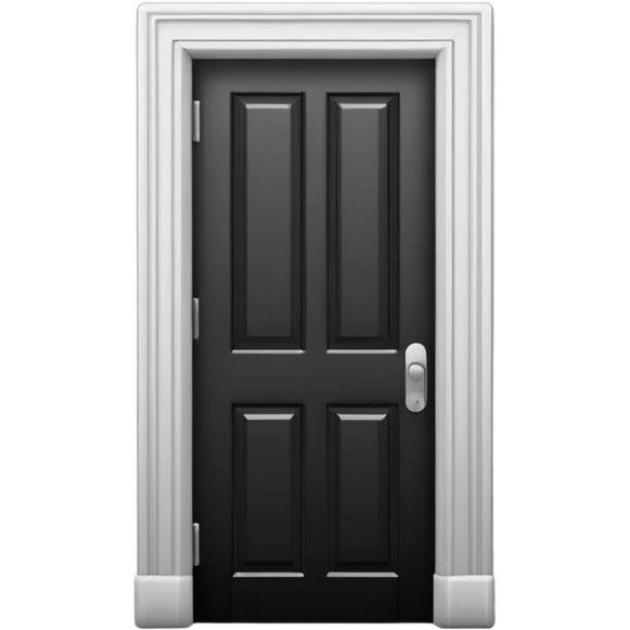 Minimalist emoji-style sticker of a closed door with a long shadow visible under the gap. Black and white, strong silhouette style.
 emoji