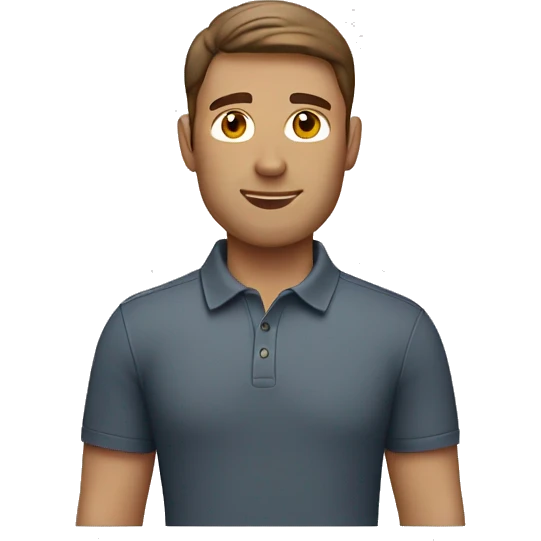 brown hair white man with a polo shirt emoji