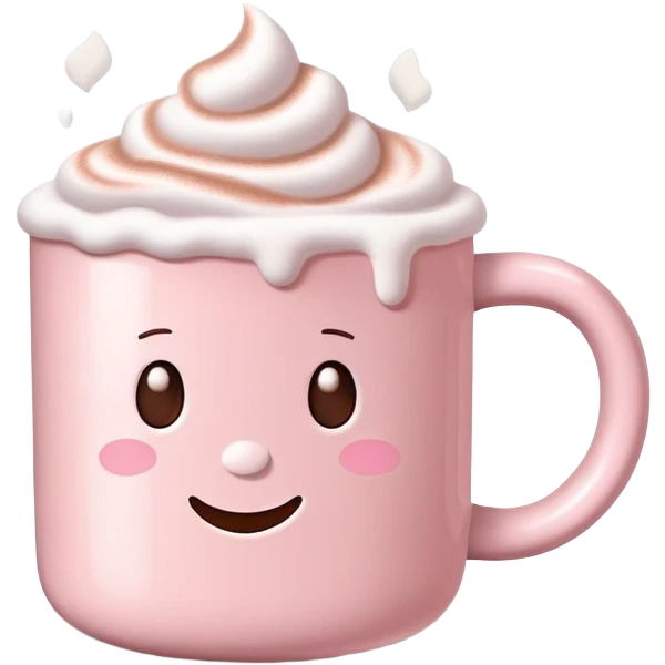 Light Pink mug of hot chocolate with marshmallows  emoji