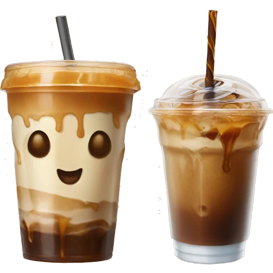 Iced coffee with caramel drizzle  emoji
