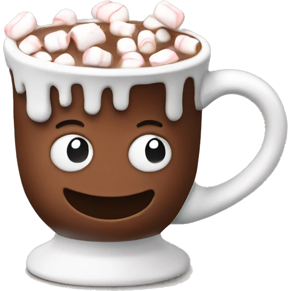 Hot chocolate with marshmallows in a Santa Claus Mug emoji