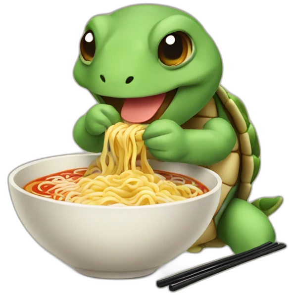Tortue eating ramen emoji