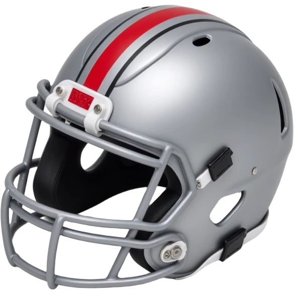 Ohio State Buckeyes football helmet, silver with red stripe, skeuomorphism icon style emoji