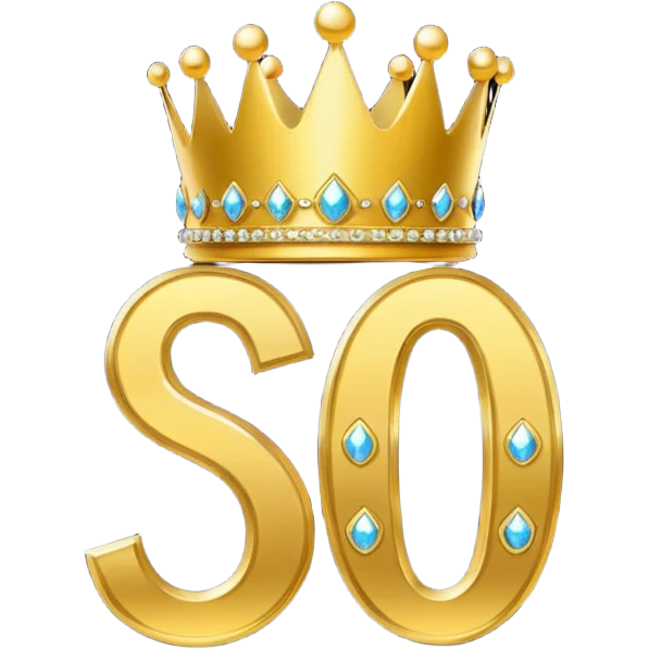 Golden "500" number with crown and sparkles, minimal emoji style emoji