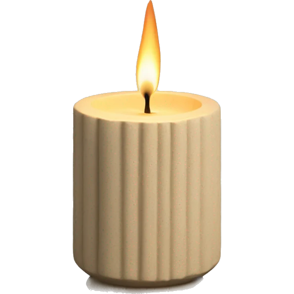 candle in beige concrete ridged vessel emoji