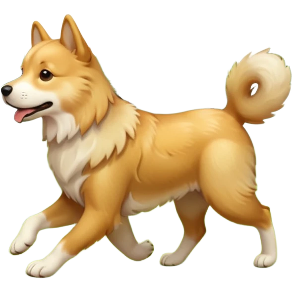 a dog is walking in a clearing emoji