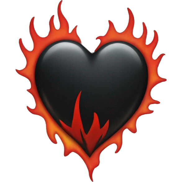 Black heart with red flames around it emoji
