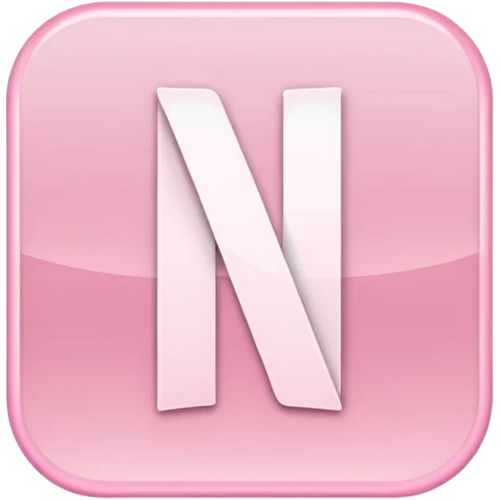 Netflix aesthetic "N" logo in pastel pink with white glowing outline emoji