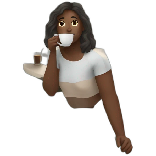 Person drinking coffee by a pool emoji