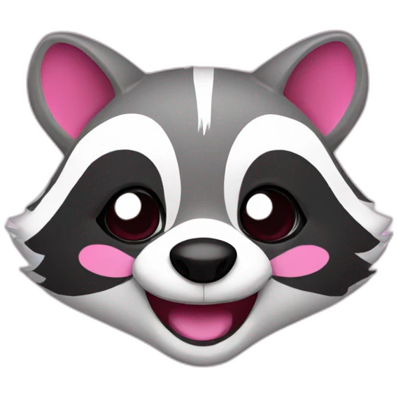 Pink cheerful raccoon emoji