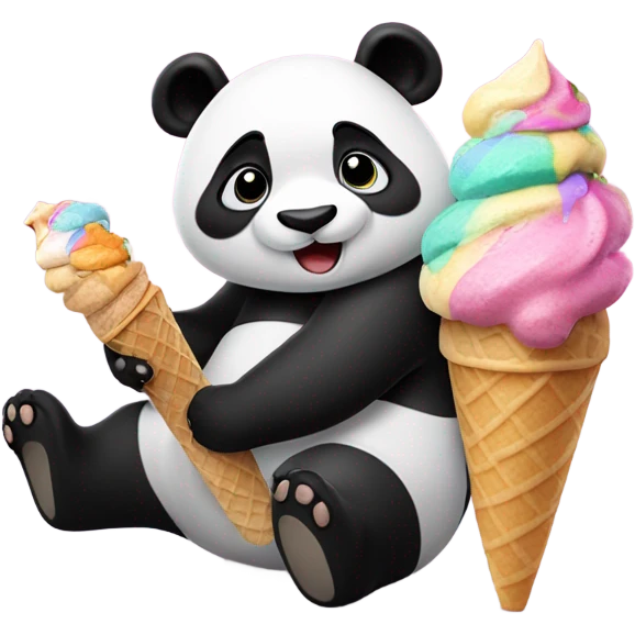 Panda eating ice cream emoji