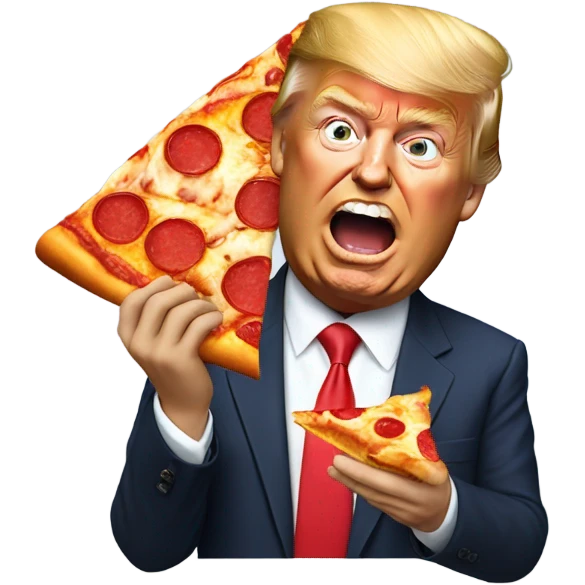 Donald trump with eating pizza emoji