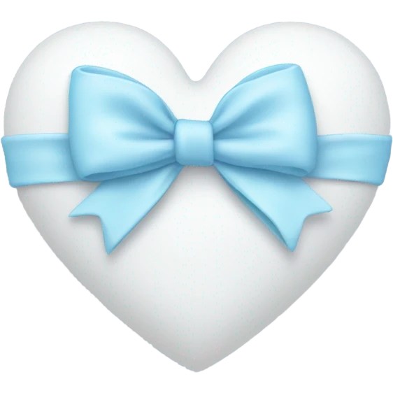 White heart with baby blue bow  emoji