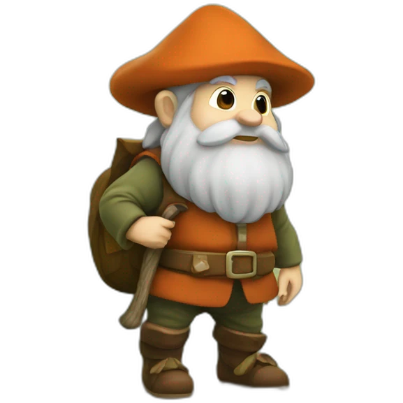 a dwarf in the woods searching for mushrooms emoji
