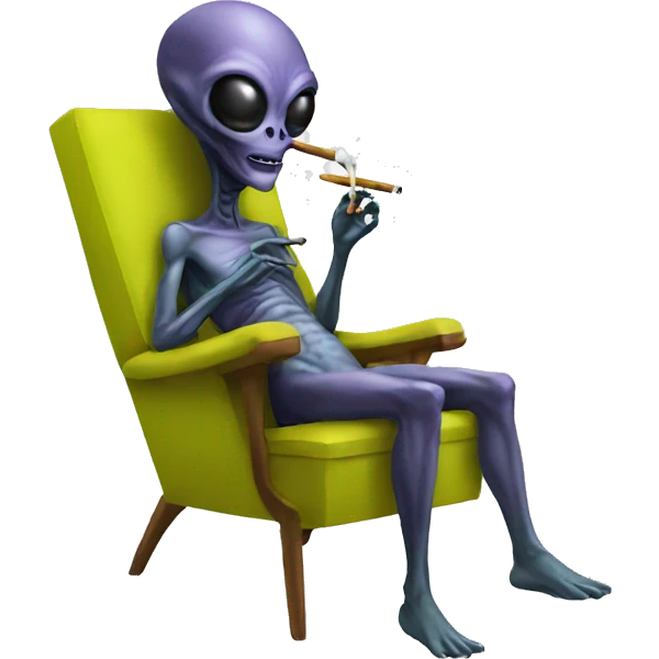 Alien smoking on chair emoji