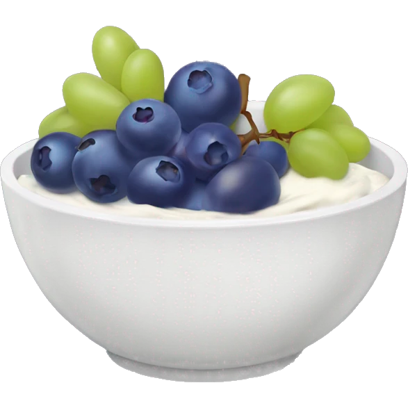 yoghurt bowl with grapes and blueberries emoji
