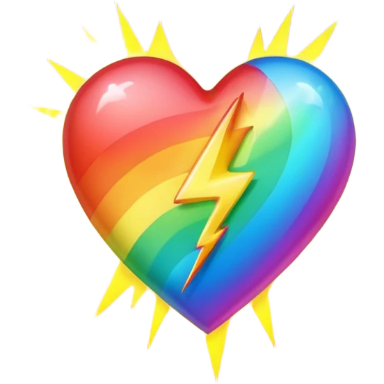 heart with rainbow gradient and lightning emoji