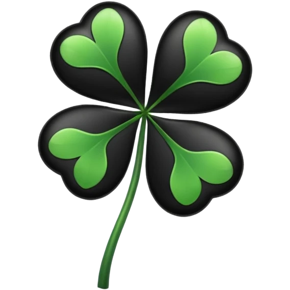 A completely black five leaf clover emoji