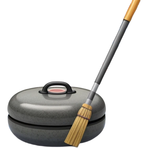 An icon showing a detailed close-up of a curling stone sliding across the ice, with a broom in motion beside it. The background features an indoor stadium with cheering spectators on the stands. Transparent background captures the strategy and focus of curling. emoji
