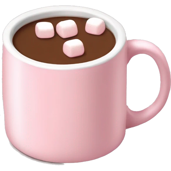 Light Pink mug of hot chocolate with marshmallows  emoji