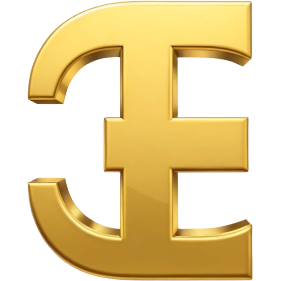 Symbole de currency en or en forme de lettre F précise, seul, 3D, brillant, style emoji simple et lisible sur fond uni. pas une autre lettre emoji