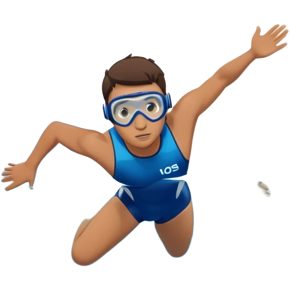 determined pool diver dives into a pool of confidence blue water underneath  emoji