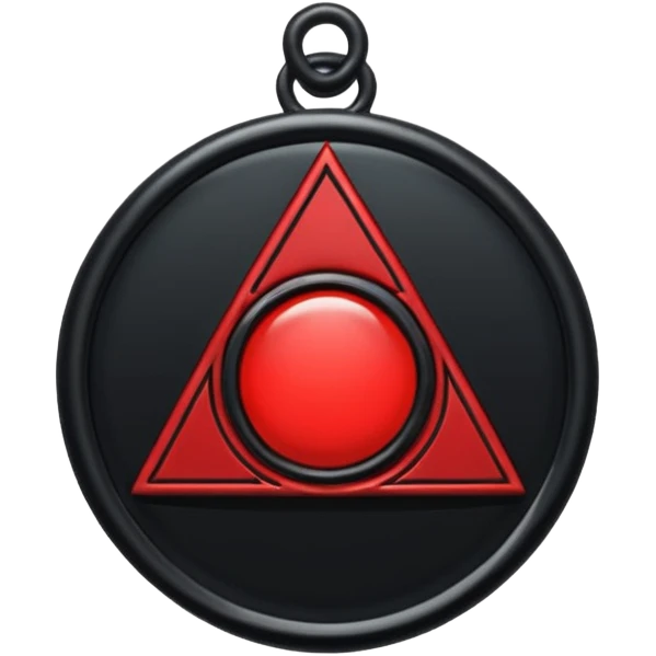 iOS sticker, dark fantasy amulet, black base, red symbol, minimal emoji