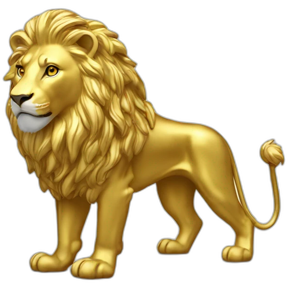 Gold lion and a stand very shiny side view emoji