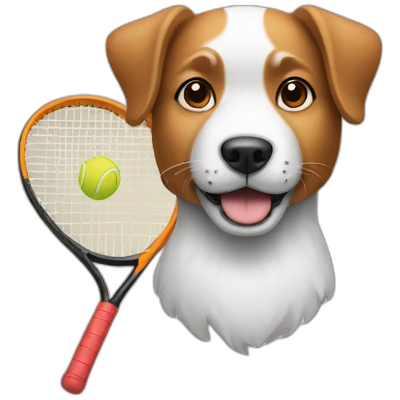 Dog with tennis racket in his paw emoji