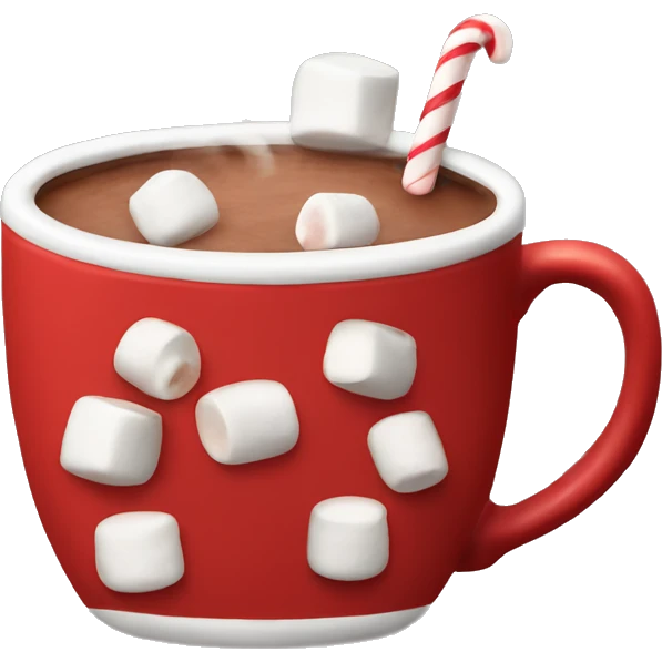 christmas red mug of hot chocolate with marshmallows  emoji