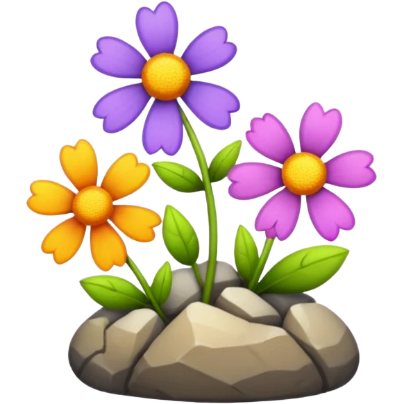  rock flowers emoji