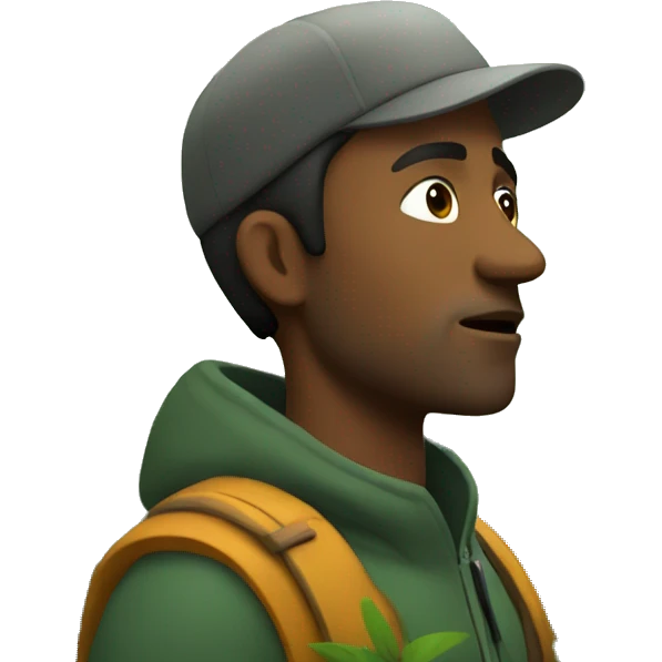 Man observing forest emoji
