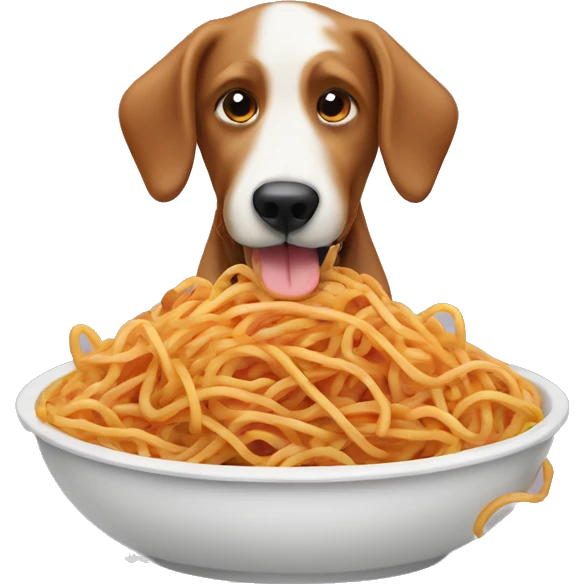 Dog eating spaghetti emoji