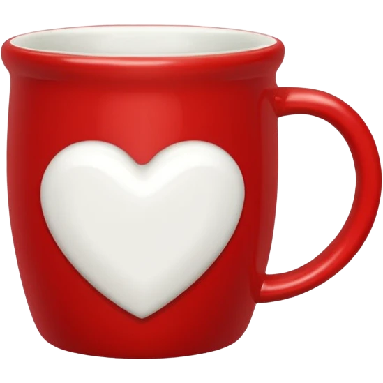red mug with white heart emoji