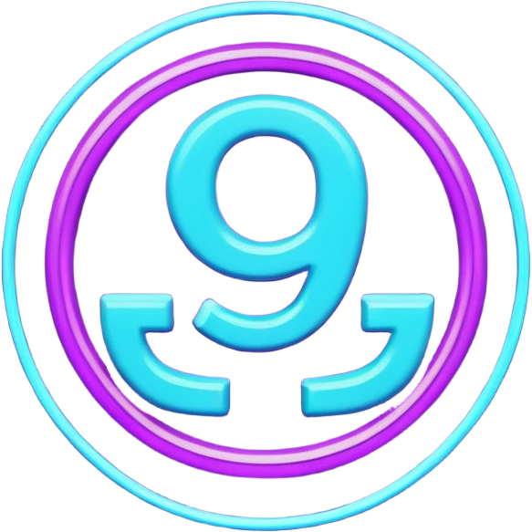 futuristic minimalistic emoji icon, letters "G" formed by three glowing digital lines representing Storm, Atom and NoizeGames, neon purple (#8B5CF6) and cyan (#00E0FF) on dark background, modern tech style, 1:1 aspect ratio emoji