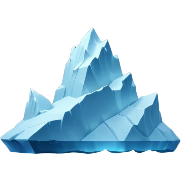 A 3D iceberg in Apple Memoji style, no face, smooth and glossy, floating in dark ocean at night, soft moonlight, subtle reflections, minimal style. A tiny ship in the distance approaching. Pixar-style render, cinematic and clean.
 emoji