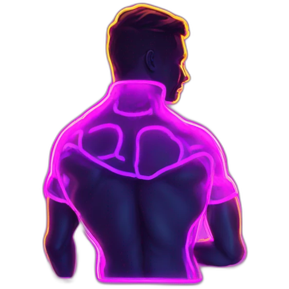 Juicy booty neon sign style man emoji