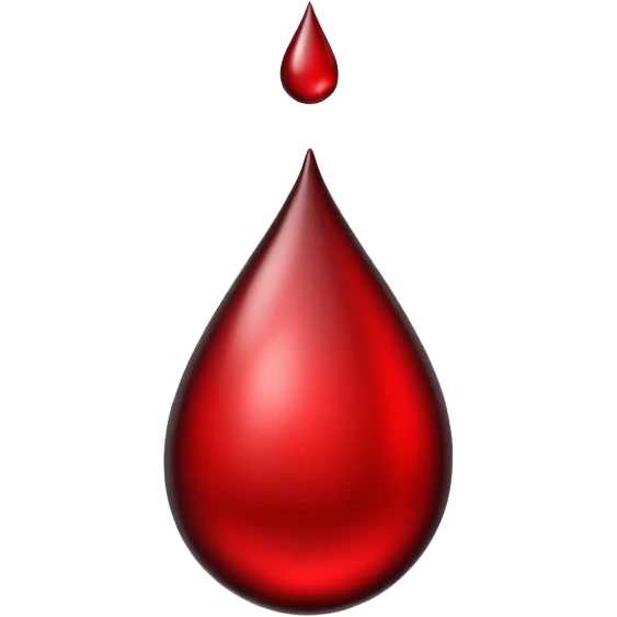 single blood drop emoji sculpted from dark liquid metal, glossy surface, dramatic reflections, futuristic minimal 3D style, isolated on white emoji