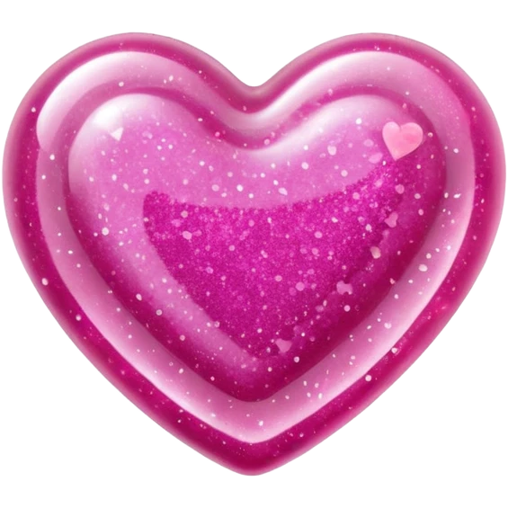 transparent pink gummy heart glitters pink emoji