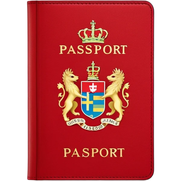 Danish passport, red cover with coat of arms emoji