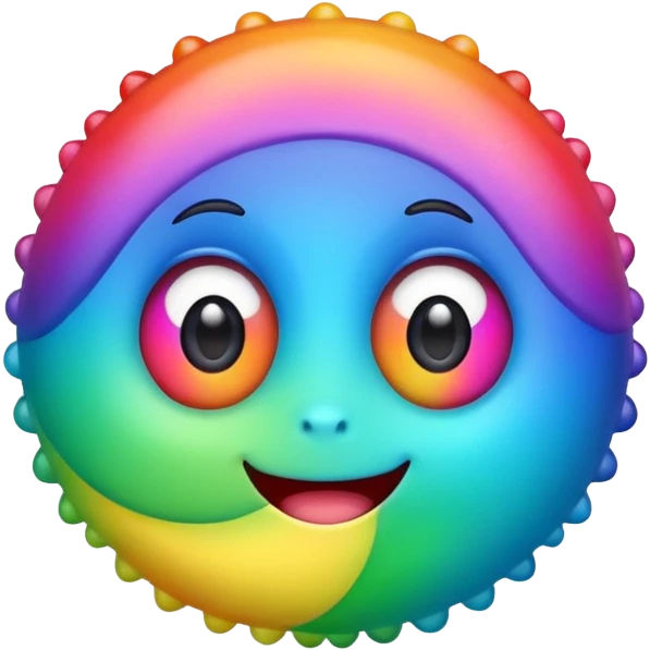 cute virus with big eyes and rainbow colors emoji