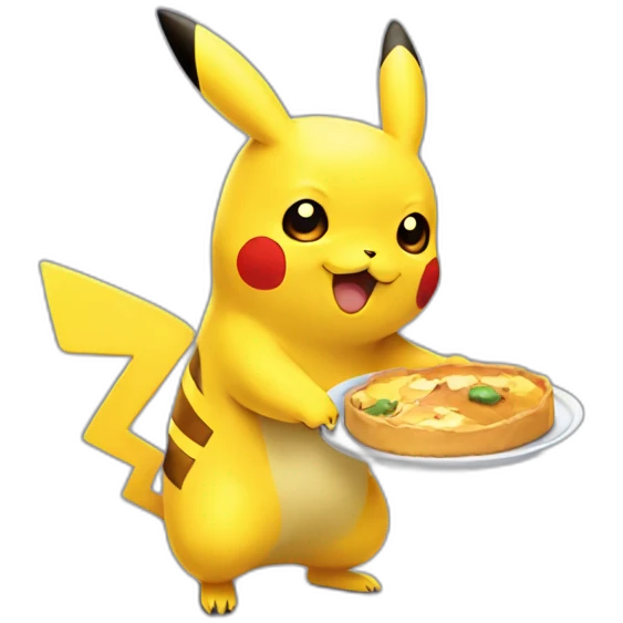 Pikachu holding a plate with number twenty-two emoji