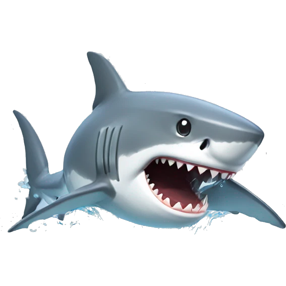 A white shark splashing water emoji