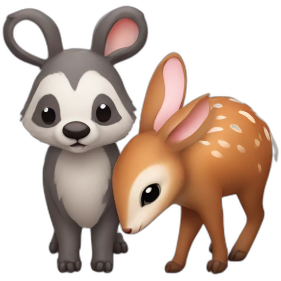 badger deer and bunny in love emoji