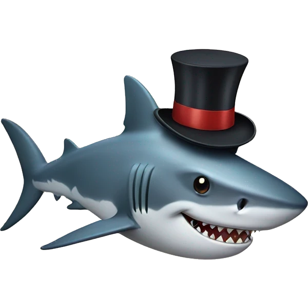 Shark with a top hat emoji