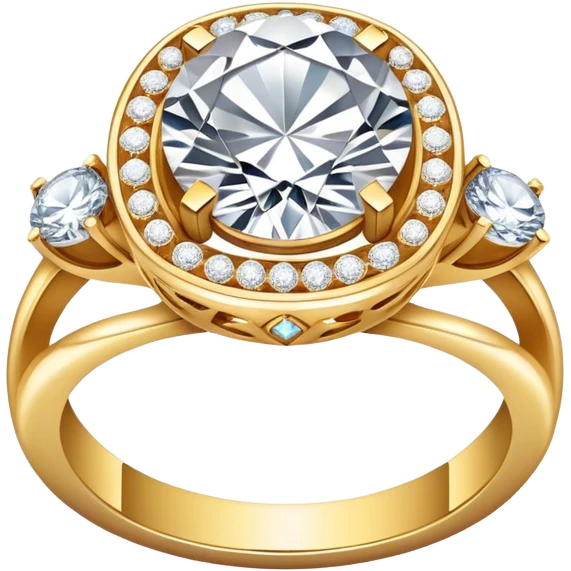 Create a bright and detailed icon representing jewelry art and the craft of making jewelry. The design should feature elements like a sparkling diamond, a gold ring, a jeweler’s tools (such as pliers and a workbench), and some delicate detailing that conveys craftsmanship and luxury. The icon should be clean, vibrant, and visually striking, with a balance of sophistication and creativity. emoji