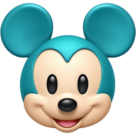 Mickey with a teal blue heart  emoji