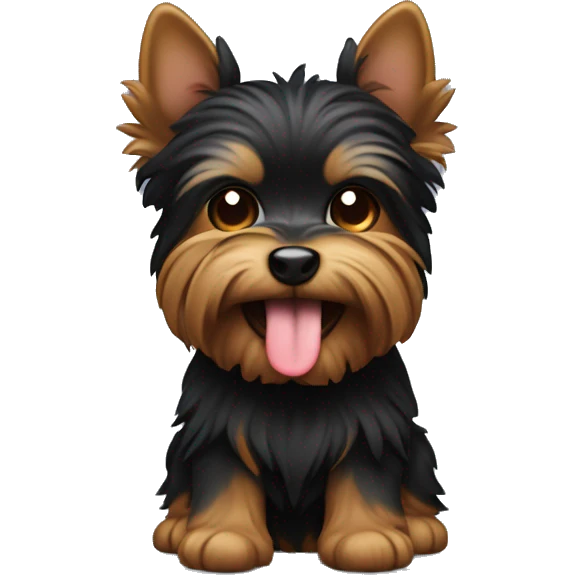 black and brown yorkshire with the tongue and a gift emoji